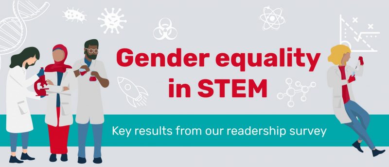 International Women's Day gender equality in STEM infographic header