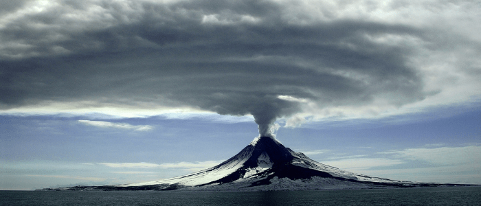 Volcanic pollution fine particle plume