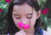 Smelling flowers